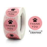 500PCS/Roll Cute Pink Cat Paw Thank you Stickers Paper Round Handmade Scrapbook Cards Gift Decoration Thank you Labels Stickers