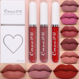 Waterproof Lip Gloss Velvet Matte Long-lasting Moisturizing Non-Fade Velvet Lipstick Lip Tint Women Cosmetics Makeup 3 Color/set