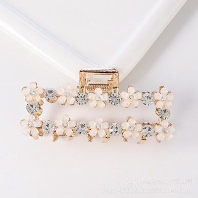 Hair Claw Clip Clamp For Women Girl Flower Floral Rhinestone Pearl Korean Handmade Fashion Head Accessories Mujer Wholesale