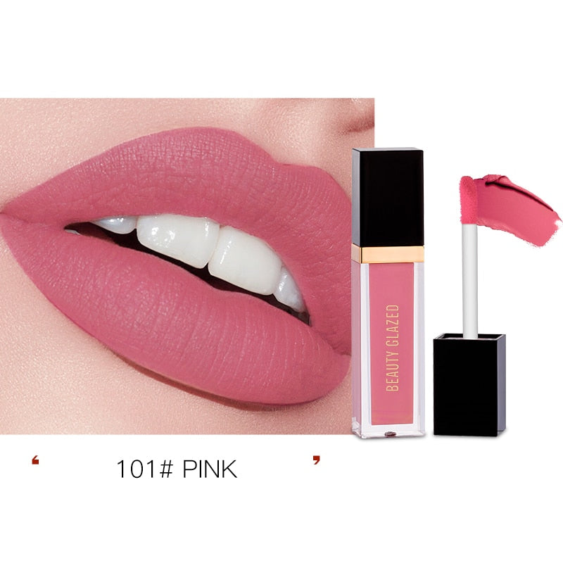 Beauty Glazed 24 Color Matte Liquid Lipstick Natural Long Lasting No Fading  Cup Lip Gloss Sexy Nude Lip Glaze Makeup TSLM1