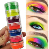 6 Color Neon Monochrome Eyeshadow Single Matte Fluorescent Eye Shadow Palette Multifunctional Glitter Nail Powder Manicure TSLM1