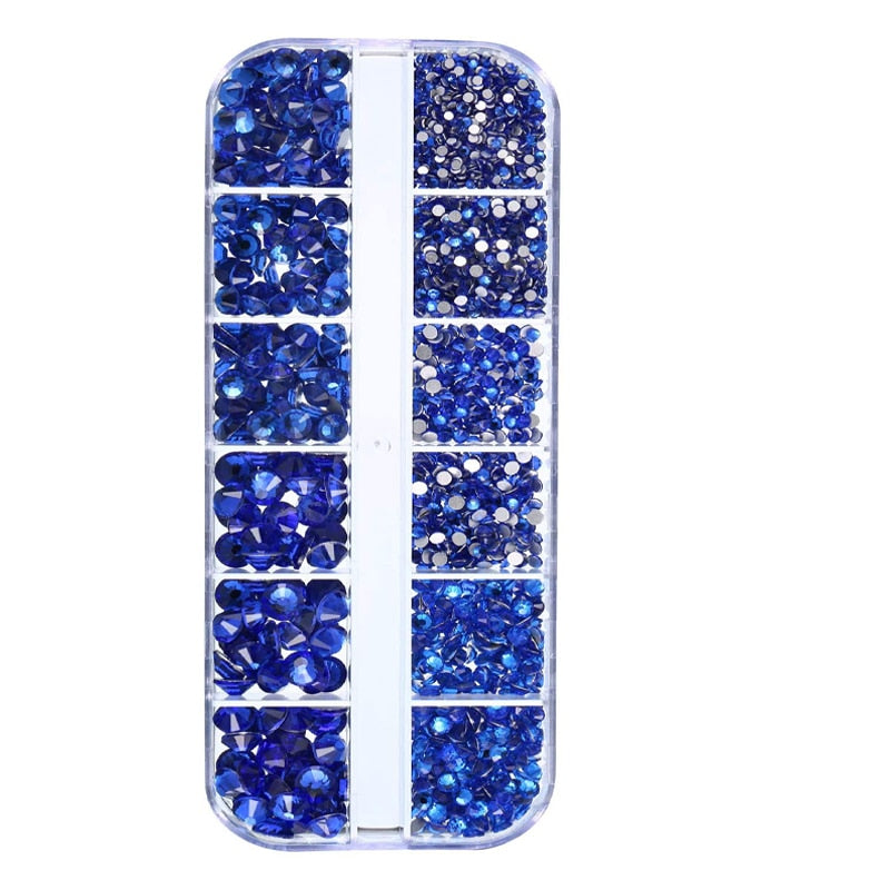 2000PC (20*100) Crystal AB Rhinestone In Grids 20Shape Flat- Back Nail Art Rhinestone With 1 Pick Up Pen In Clear Big Box