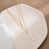 Double Layer Stick Choker Smooth Strip Pendants Necklace Fine Jewelry For Women Wedding Gift NK098