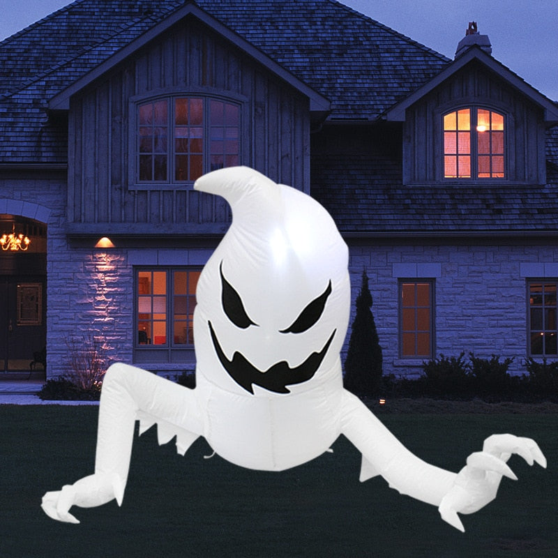 3.48ft Halloween Inflatable Ghost Elf Yard Decoration Inflatable Blow Up Toy with LED Light Garden Outdoor Halloween Party Decor