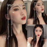 J78E Long Tassel Waterdrop Crystal Retro Hairband for Women Chinese Style Accessories