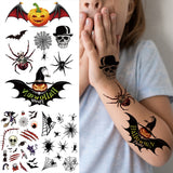 Halloween Pumpkin Spider Temporary Tattoos For Kids Women Realistic Skull Eye Fake Tattoo Sticker Holiday Tatoos Paste Decals