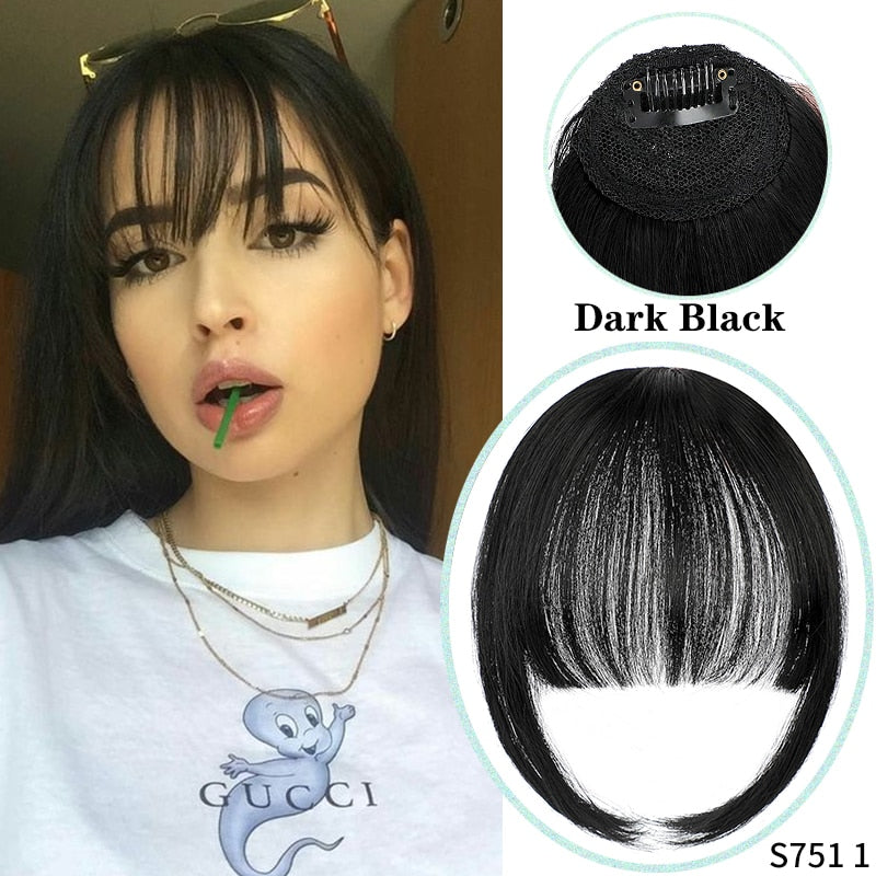 Shangzi Clip In Blunt Bangs Bang Hair Extension Synthetic Wig Fake Fringe Natural Hair Bangs Black L Brown Accessories Fake Hair