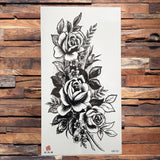 Watercolor Rose Flower Temporary Tattoo For Women Kids Girls Cherry Fake Tattoos Sticker Sexy Lotus Henna Waterproof Tatoo Waist