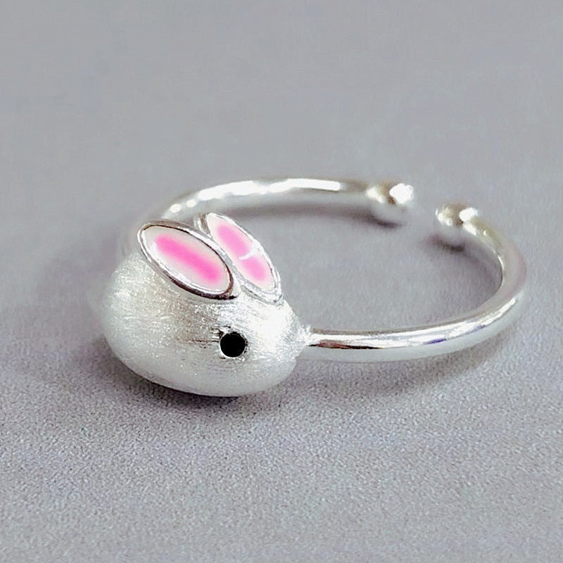 Opening Vintage Chic Handmade Rabbit Finger Rings Bunny Animal Rabbit Ear Carrot Moon Knuckles Rings for Women Girls Charm Gifts