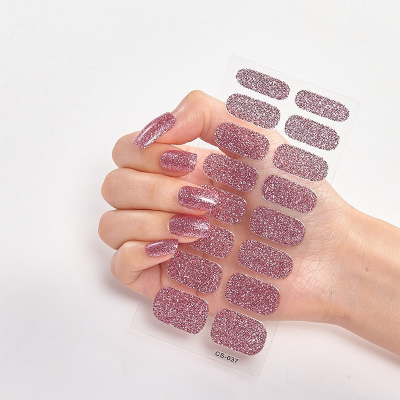 Fashion Nail Polish Nail Decoration Nail Wraps DIY Powder Sequins Glitter Series Self Adhesive Nail Sticker Nail Sticker set