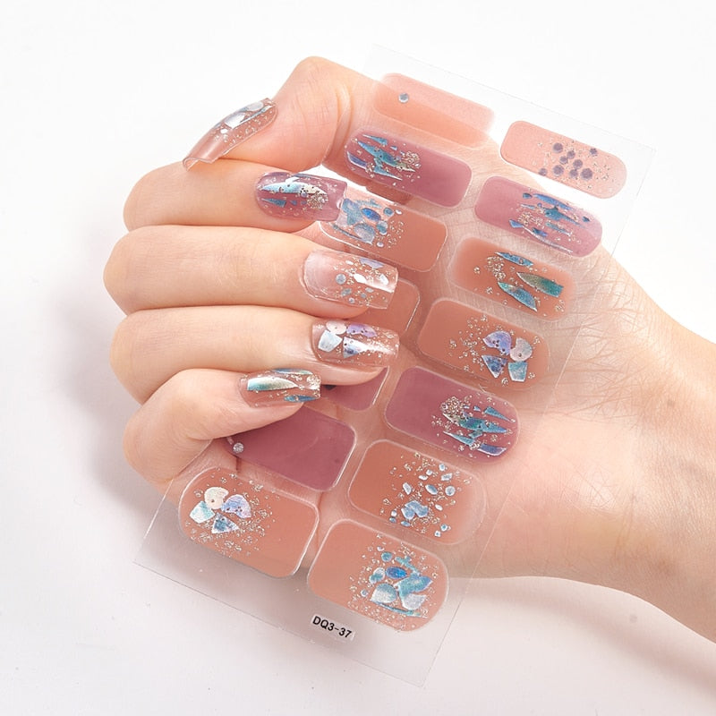 Four Sorts 0f Nail Stickers Nails Art Decoration Manicure Shiny Nail Decoration Decals Plain Stickers Nail Accesoires Women