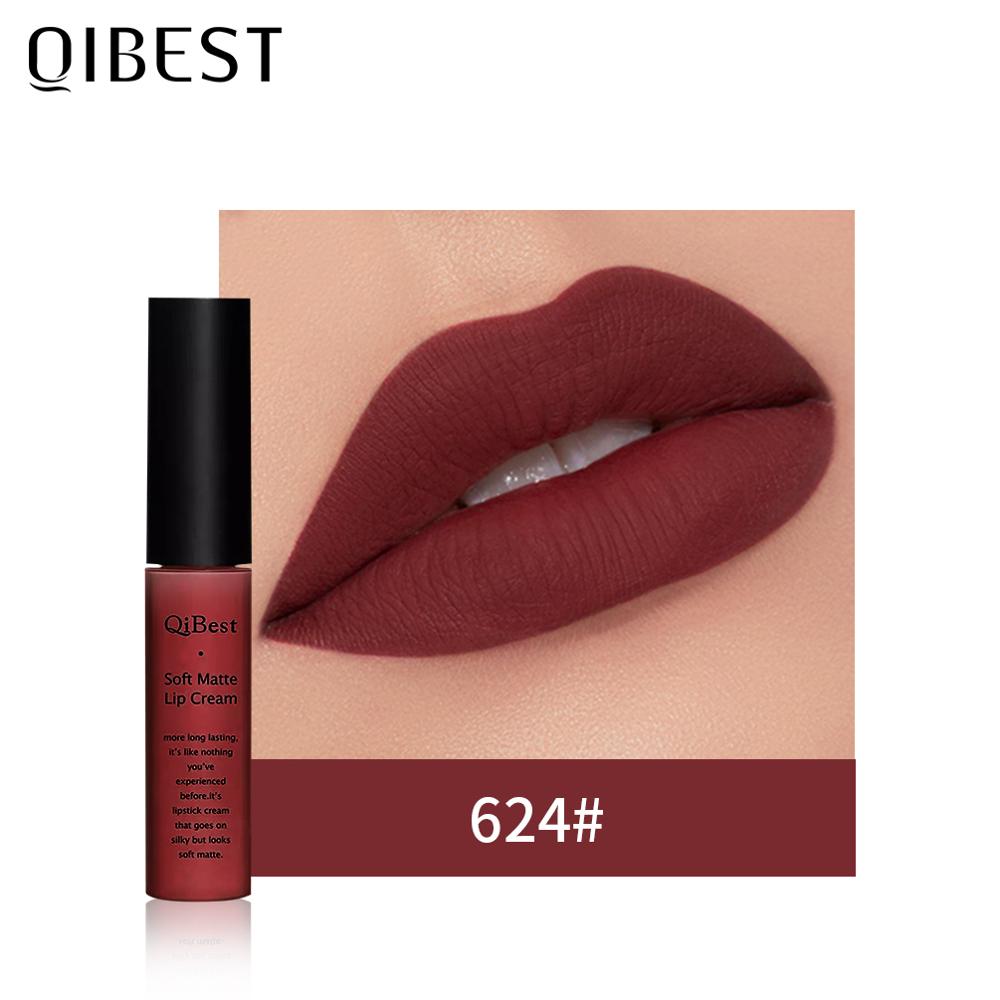 QIBEST Matte Lip Gloss Lip Makeup 34 Colors Velet Nude Waterproof Lipgloss Matte Lipstick Liquid Lipstick Long lasting Lip Tint