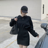 Black Hooded Mini Dress