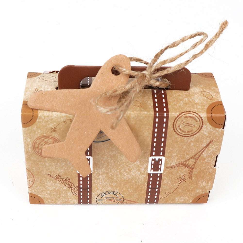 OurWarm Kraft Paper Gift Candy Box Mini Suitcase Airplane New Year Kids Guests Gift Bags Wedding Baby Birthday  Home Decoration