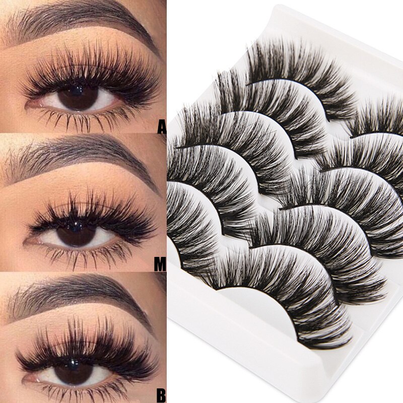 5 Pairs False Eyelashes Imitation Mink Hair Handmade Fluffy Wispy Natural Long Lashes No cruelty Eye Lash Extension Makeup Tools