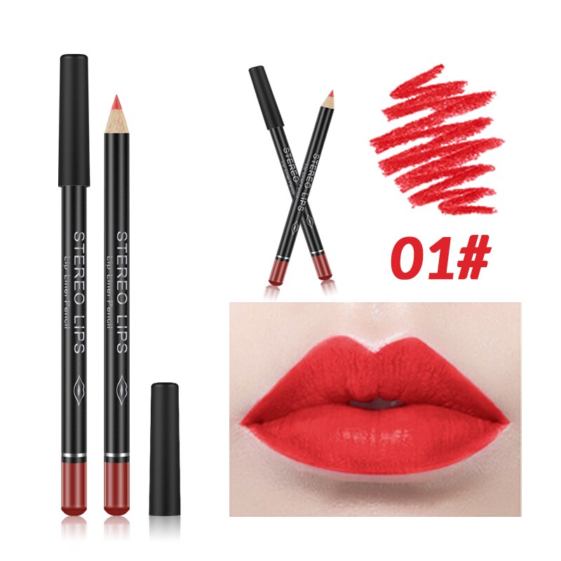 DNM Waterproof Lip Gloss Matte Lip Liner Pencil 2 In 1 Double Head Long-lasting Lipliner Lipstick Pen Lipsticks Makeup Cosmetics