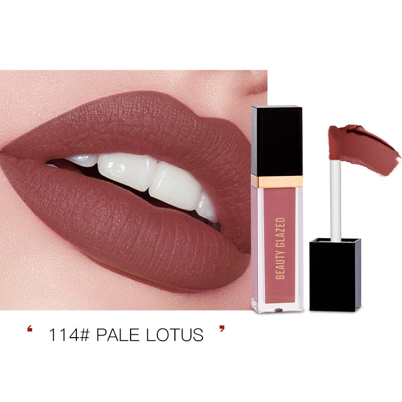 Beauty Glazed 24 Color Matte Liquid Lipstick Natural Long Lasting No Fading  Cup Lip Gloss Sexy Nude Lip Glaze Makeup TSLM1