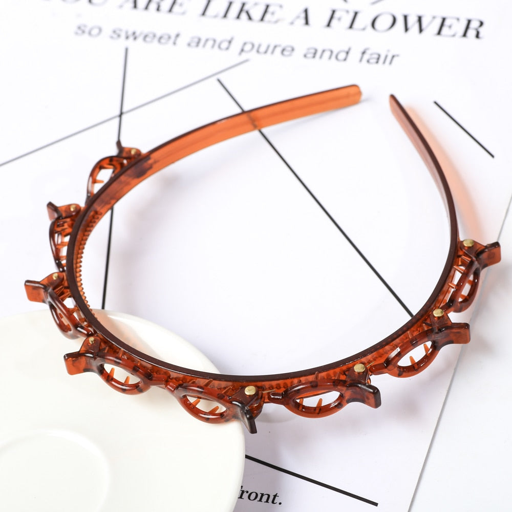 Unisex Alice Hairband Bezel Headband Men Women Sports Hair Band Hoop Top Metal Double Bangs Flower Rhinestone Hair Accessories