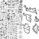 Small Cartoon Dinosaur Temporary Tattoos For Children Body Tatoos Geometric Butterfly Dino Halloween Fake Tattoo Sticker