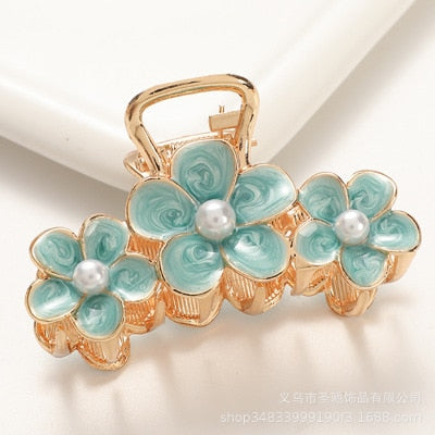 Hair Claw Clip Clamp For Women Girl Flower Floral Rhinestone Pearl Korean Handmade Fashion Head Accessories Mujer Wholesale