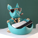 French Bulldog Sculpture Dog Statue Key Remote Control Phone Holder Storage Table Decoration Glasses Tray Home Art Statue Craft