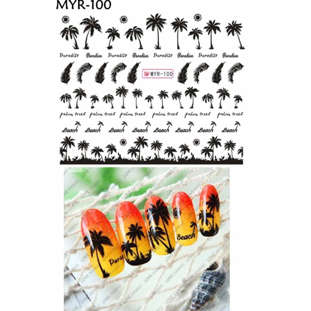Palm Tree Nail Sticker Summer Super Ocean Wind Nail Foil Tropical Surf Beach Coconut Tree Style Nail Sticker DIY Manicure Tool