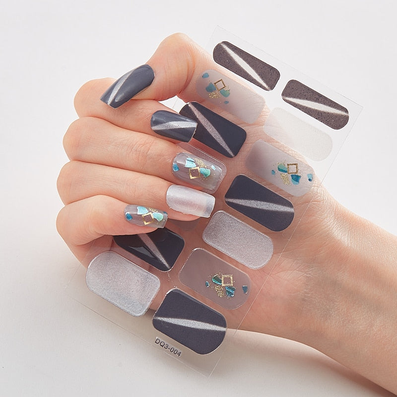 Four Sorts 0f Nail Stickers Nails Art Decoration Manicure Shiny Nail Decoration Decals Plain Stickers Nail Accesoires Women