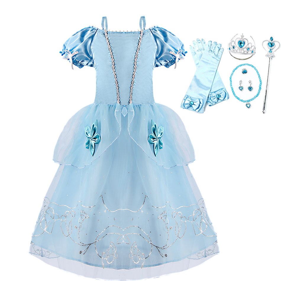 Children Makeup Fantasy Costume Cinderella Dress Girls Dress Up Cinderella Costume Baby Girl Princess Party Prom Evening Dress