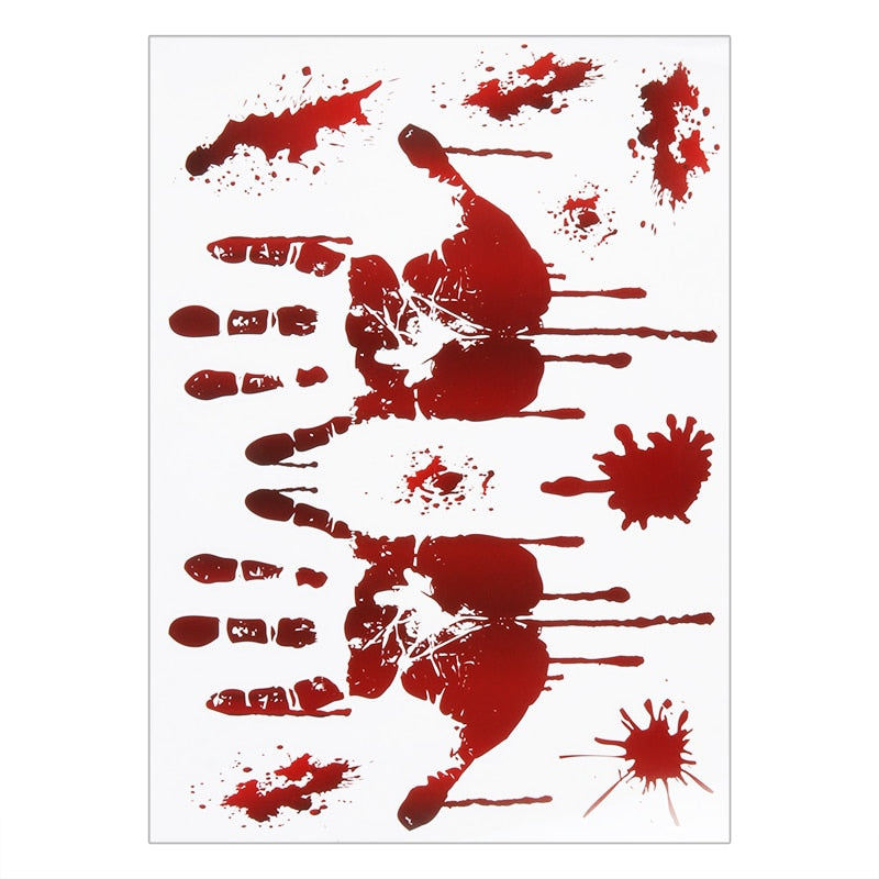 Halloween Decoration Horrible Bloody Handprint stickers Halloween Window Wall Clings Floor Decals Stickers Halloween party props