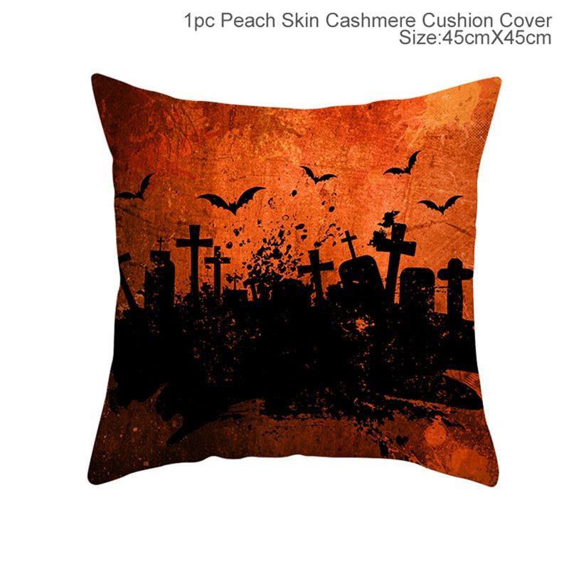 Halloween Cushion Cover Pumpkin Bat Wizard Ghost Halloween Decor For Home Pillowcase Ornament Scary Halloween Party Supplies