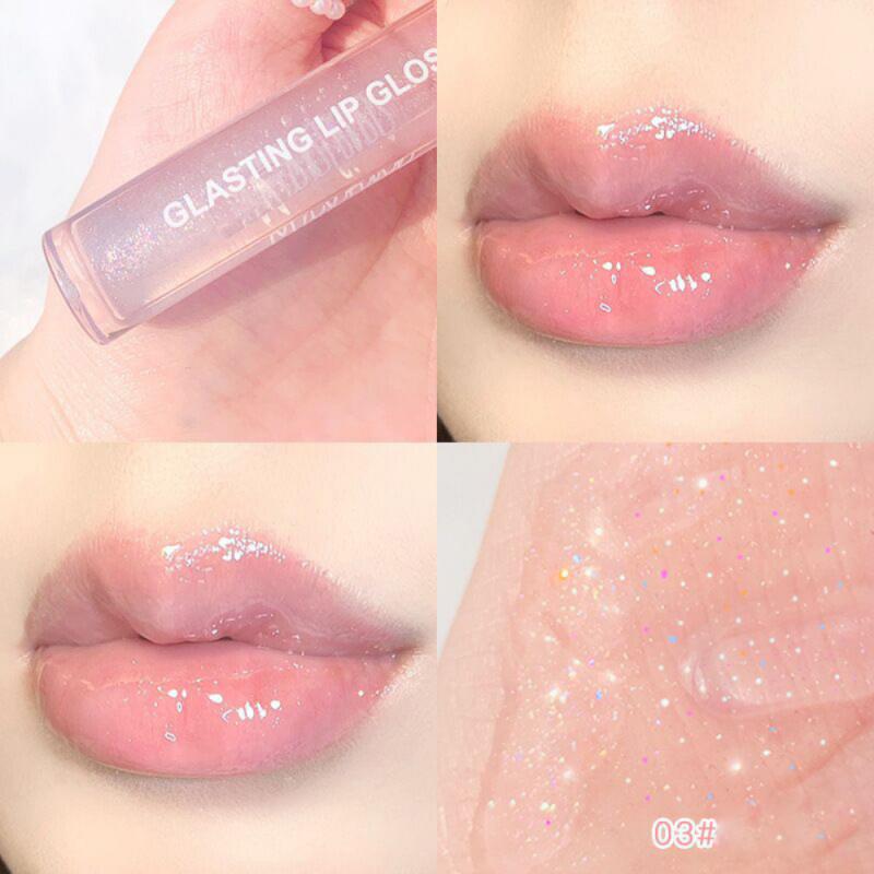 1 Pcs Mirror Water Gloss Lip Glaze Transparent Glass Fruit Lip Gloss Lip Oil Lipstick Waterproof Lasting Random Color Cosmetics