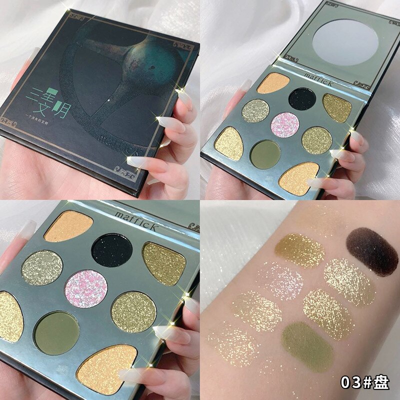 New Eyeshadow Palletes 9 Colors Ultra Fine Powder Pigmented Shadows Glitter Diamond Shimmer Makeup Eye Shadow Palette