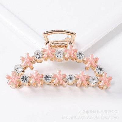 Hair Claw Clip Clamp For Women Girl Flower Floral Rhinestone Pearl Korean Handmade Fashion Head Accessories Mujer Wholesale