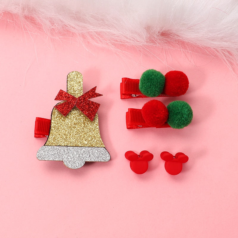 New 5/9 Pcs Suit Christmas Hair clip Christmas tree Santa Claus Hair band Baby Hairpins Headwear Girl Christmas Hair accessories