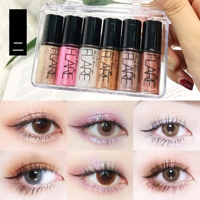 10PCS Liquid Shimmer Glitter Eye Shadow Long Lasting Diamond Metallic Eyeshadow Eye Liner Pen Highlighter Stick Bronzer Cosmetic