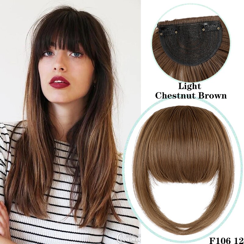 Shangzi Clip In Blunt Bangs Bang Hair Extension Synthetic Wig Fake Fringe Natural Hair Bangs Black L Brown Accessories Fake Hair