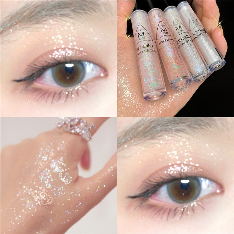 Diamond Glitter Eyeshadow Pallete Makeup Nude Shimmer Liquid Eyeshadow Glitter Mineral Pigment Long Lasting Cosmetics