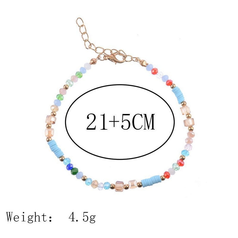 Bohemian Colorful Eye Beads Anklets For Women Shell Turtle Daisy Heart Summer Ocean Beach Ankle Bracelet Foot Leg Chain Jewelry