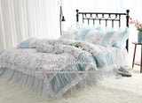 Oklulu Elegant princess style cotton bed skirt quilt cover bedding set with small floral for home