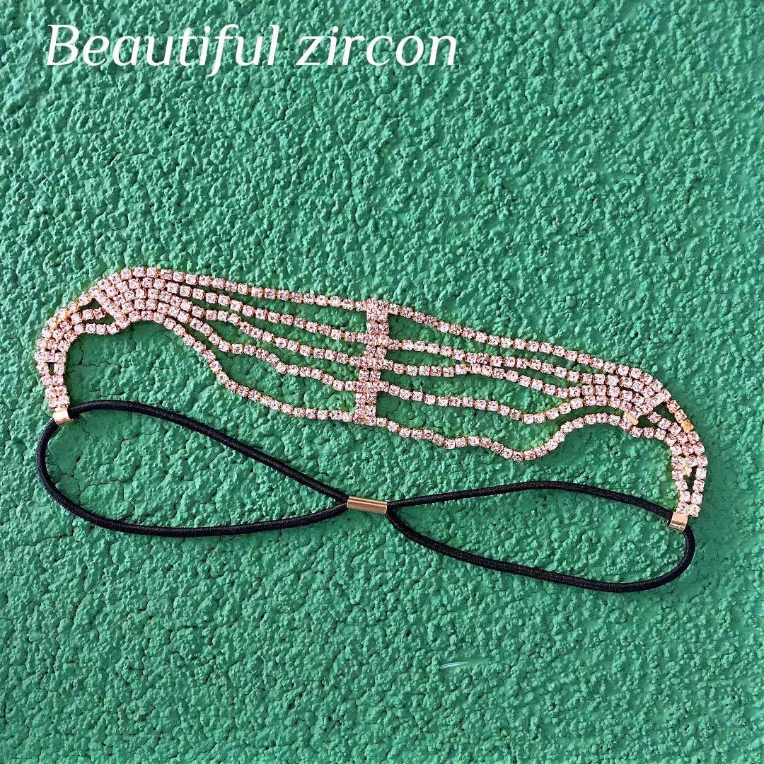 European and American fashion exquisite luxury crystal hairband hair chain sweet bridal jewelry Rhine Stone chain birthday gift