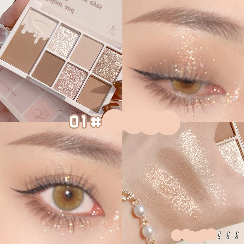 Glitter 7 Colors Eyeshadow Palette Matte Shimmer Soft Touch Long Lasting Waterproof Pigmented Brighten Eyes Makeup Cosmetics