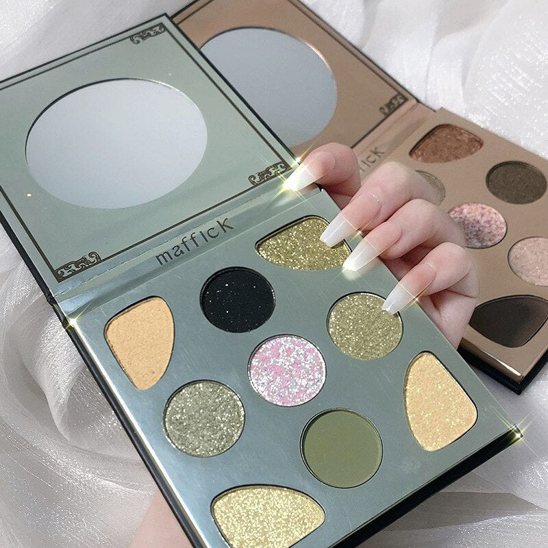 New Eyeshadow Palletes 9 Colors Ultra Fine Powder Pigmented Shadows Glitter Diamond Shimmer Makeup Eye Shadow Palette