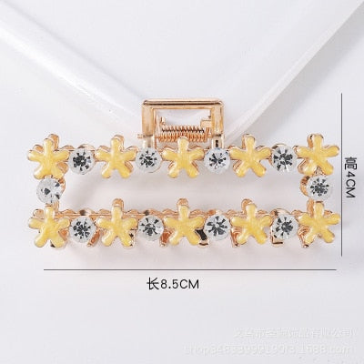 Hair Claw Clip Clamp For Women Girl Flower Floral Rhinestone Pearl Korean Handmade Fashion Head Accessories Mujer Wholesale