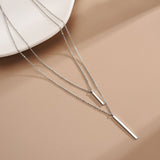 Double Layer Stick Choker Smooth Strip Pendants Necklace Fine Jewelry For Women Wedding Gift NK098