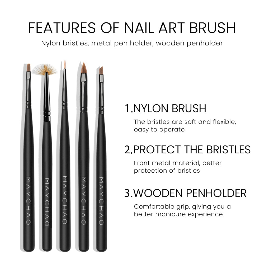 Oklulu Nail Brush Kit Manicure Brush Acrylic Liquid Powder Carving Ultra-thin Line Drawing Pen UV Gel Nail Brush Makeup Tools