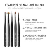 Oklulu Nail Brush Kit Manicure Brush Acrylic Liquid Powder Carving Ultra-thin Line Drawing Pen UV Gel Nail Brush Makeup Tools