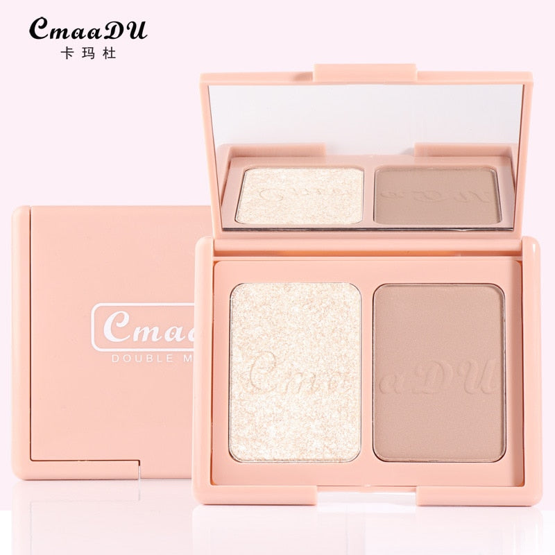 1PC 2 Colors Highlighter Powder Glitter Palette Makeup Glow Face Shimmer Illuminator Make Up Highlight Pallete Cosmetics P03