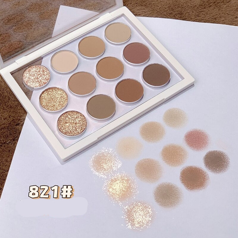 Autumn Art Oil Painting 12 Colors Eyeshadow Palette Shimmer Matte Earth Color Eye Shadow Waterproof Long Lasting Makeup Cosmetic