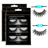 3Pairs Natural 3D False Eyelashes Voluminous Wispy Lashes Black Thick Long Cross Fake Eye Lahes Extension Makeup Beauty tools