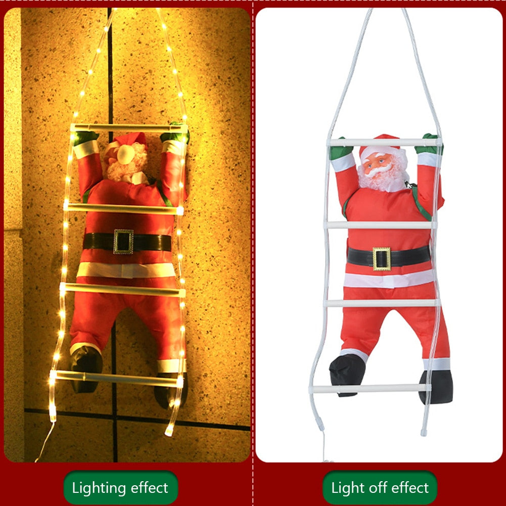 1PC Climb Stairs Santa Claus Foldable Lantern with LED Waterproof Outdoor Garden Lawn Lamp Festivel Hanging Christmas Decoration